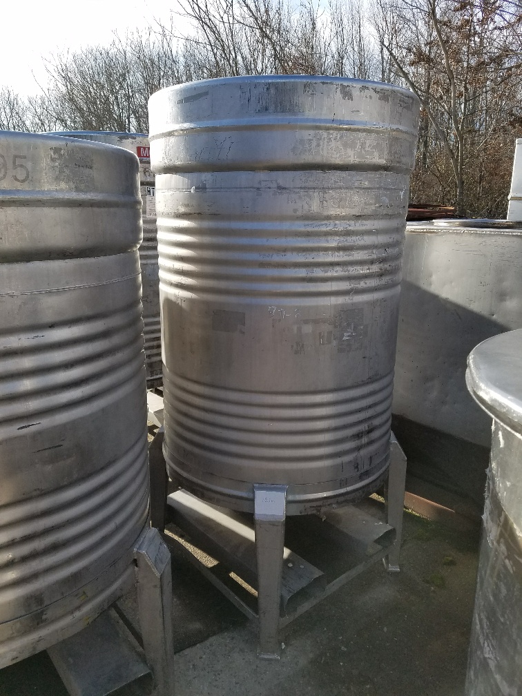 (2) used 1000 Liter (264 gallon) Stainless Steel Sanitary tanks/Totes.  38